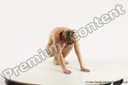 Nude Woman White Standing poses - ALL Athletic Standing poses - knee-bend long blond Multi angle poses Pinup